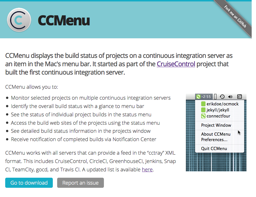 CCMenu Site Screenshot