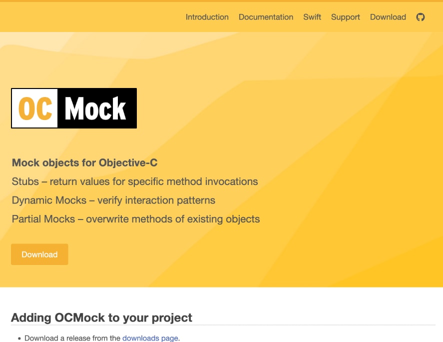 OCMock Site Screenshot