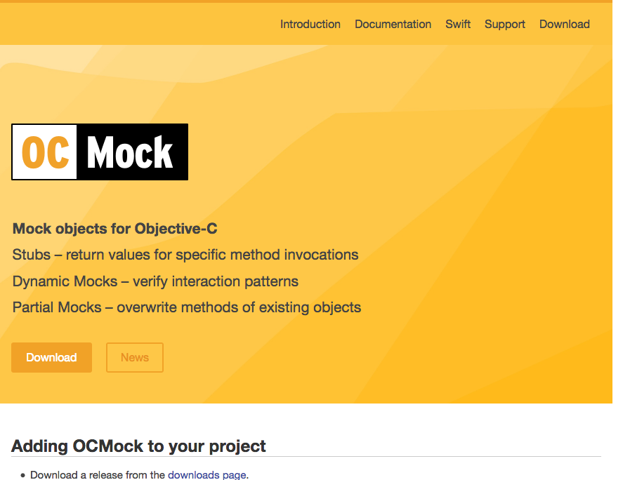 OCMock Site Screenshot